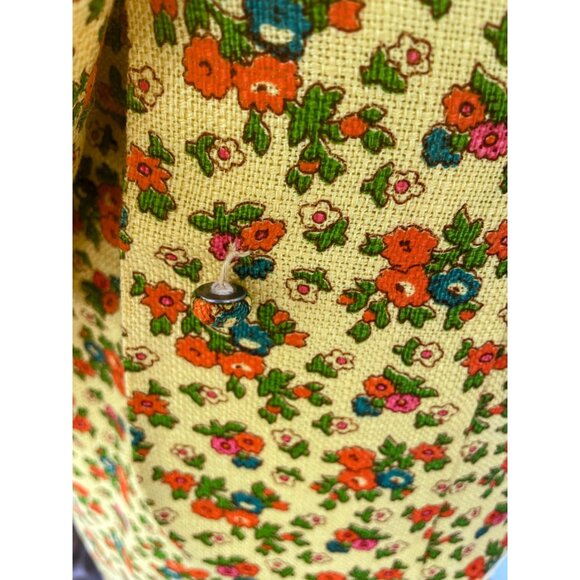 Vintage 1960s Yellow Floral Womens Blazer Skirt Set Ainr Jr Small - Picture 13 of 16